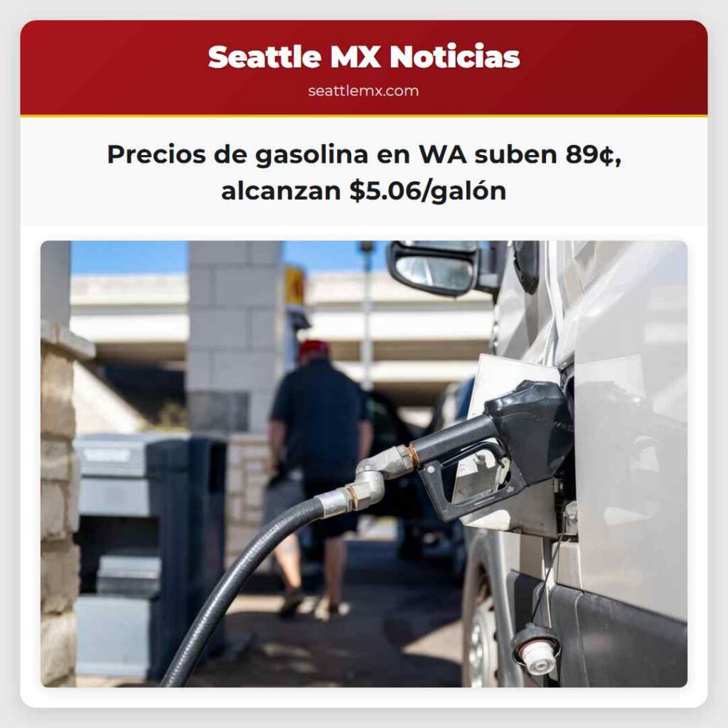 Precios de gasolina en WA suben 89¢, alcanzan