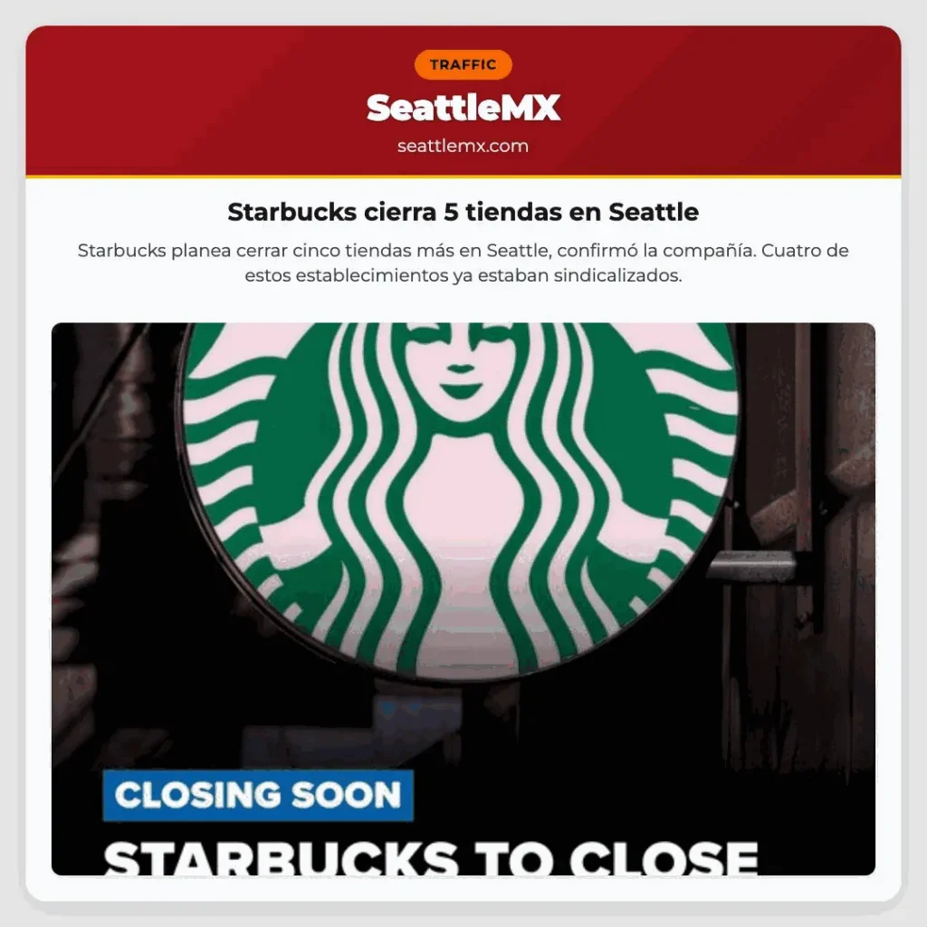 Starbucks cierra 5 tiendas en Seattle