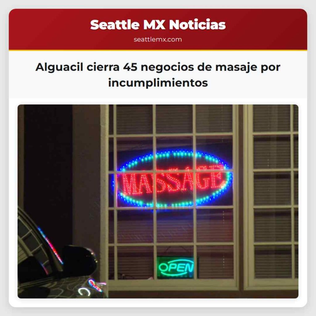 Alguacil cierra 45 negocios de masaje por