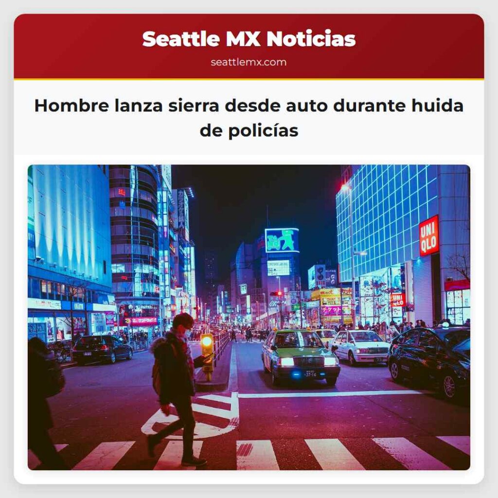 Hombre lanza sierra desde auto durante huida de