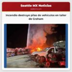 Incendio destruye pilas de vehículos en taller de Graham