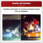 Hombre rescatado en hamaca durante marea alta en Kingston