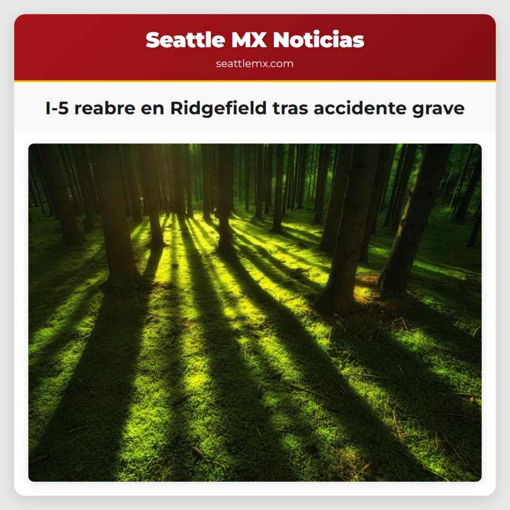 I-5 reabre en Ridgefield tras accidente grave