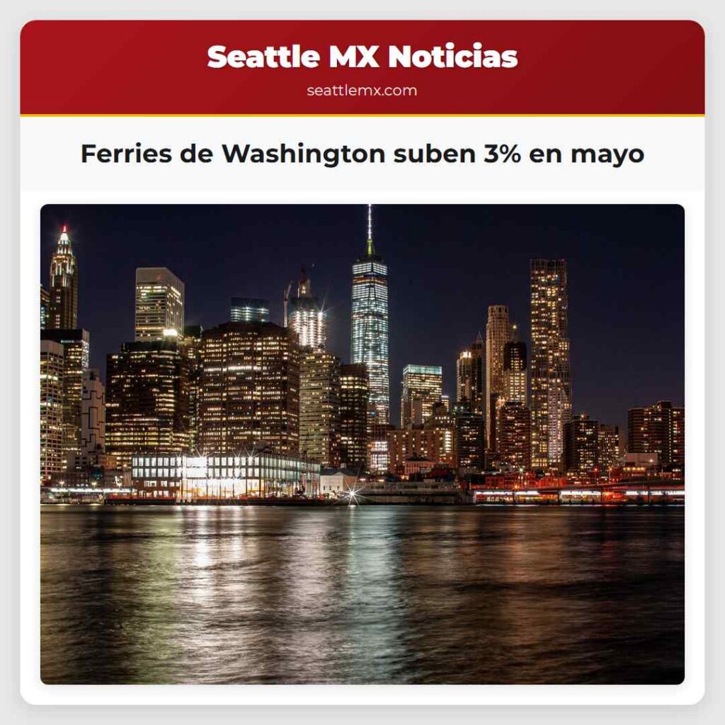 Ferries de Washington suben 3% en mayo