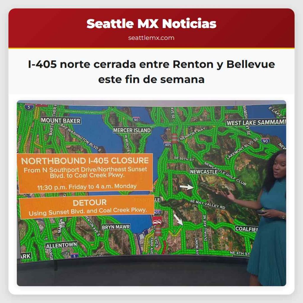 I-405 norte cerrada entre Renton y Bellevue este