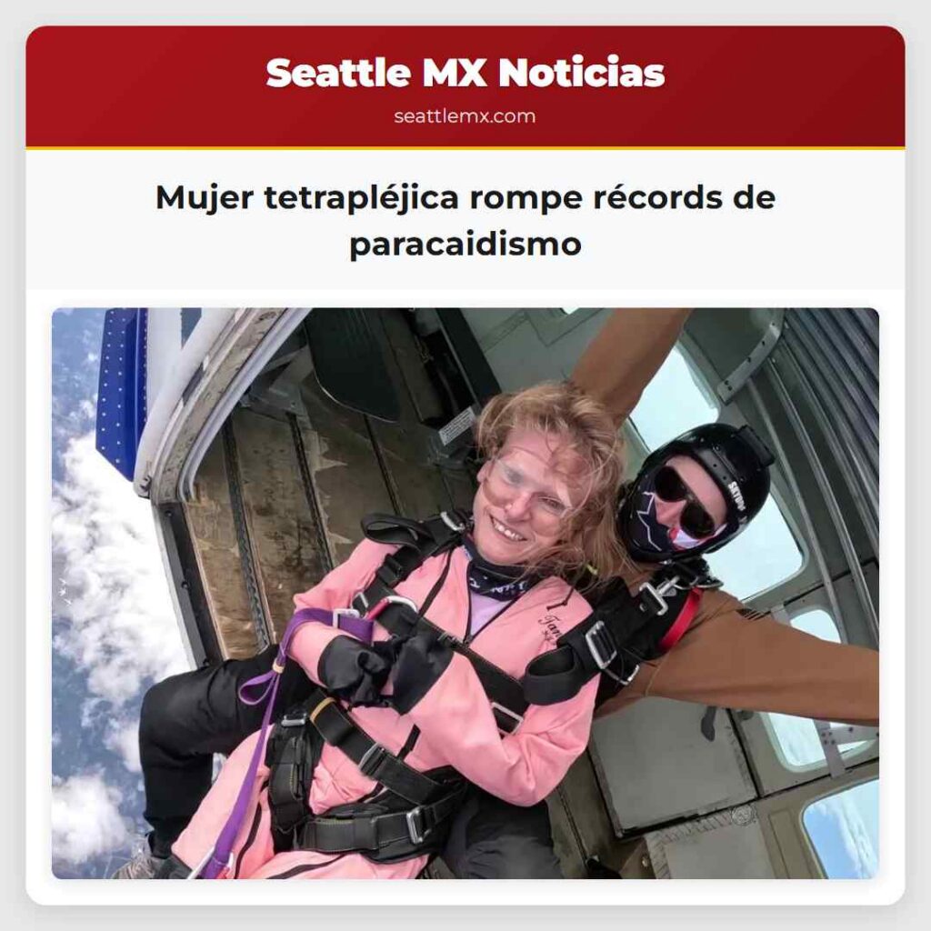 Mujer tetrapléjica rompe récords de paracaidismo