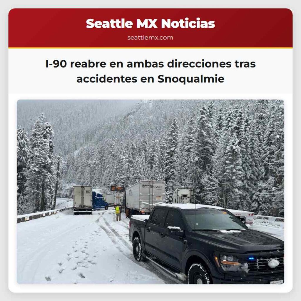 I-90 reabre en ambas direcciones tras accidentes