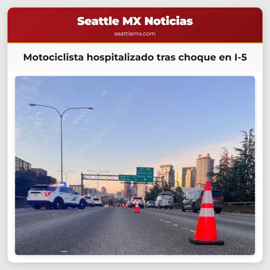 Motociclista hospitalizado tras choque en I-5