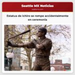 Los Seattle Mariners presentan la estatua de Ichiro Suzuki pero se rompe la bat