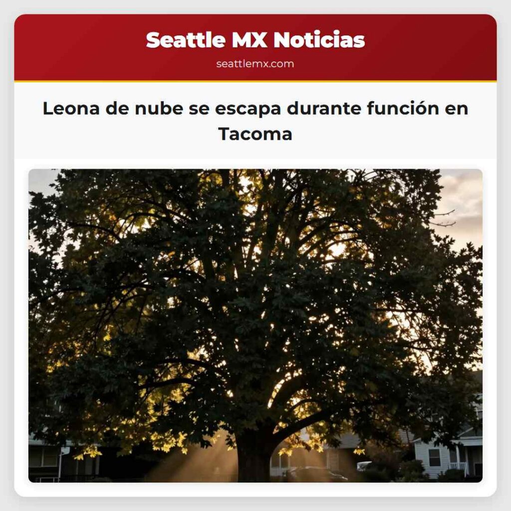 Leona de nube se escapa durante función en Tacoma