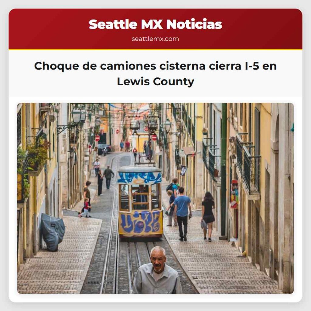 Choque de camiones cisterna cierra I-5 en Lewis