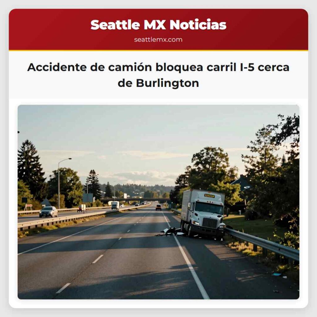 Accidente de camión bloquea carril I-5 cerca de