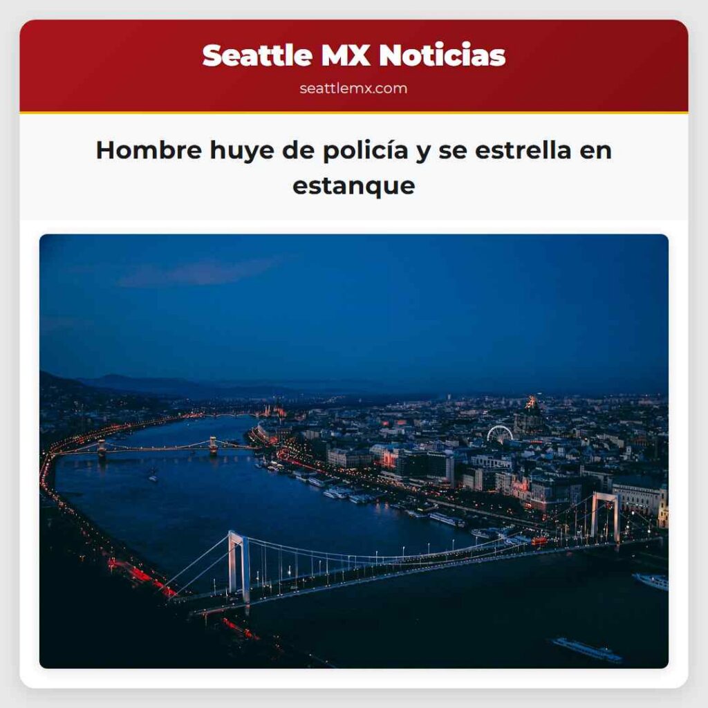 Hombre huye de policía y se estrella en estanque