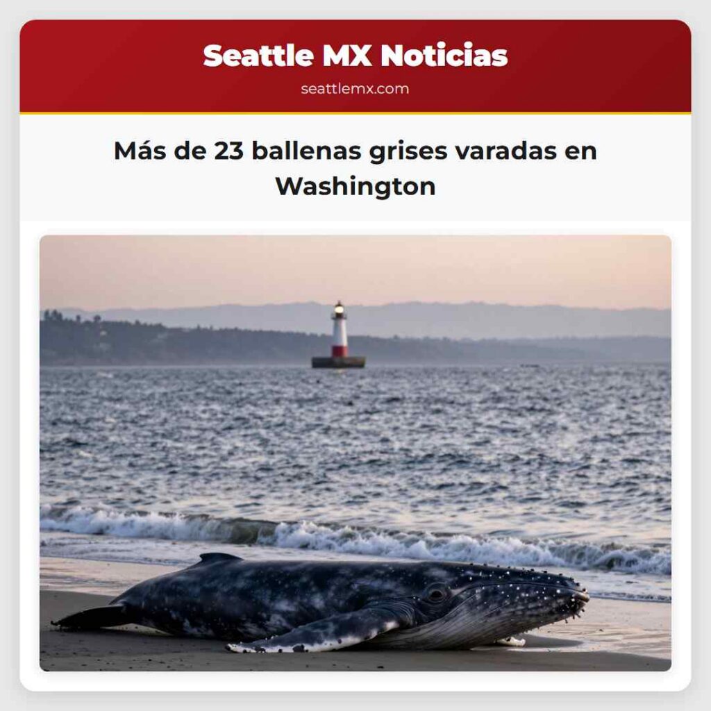 Más de 23 ballenas grises varadas en Washington