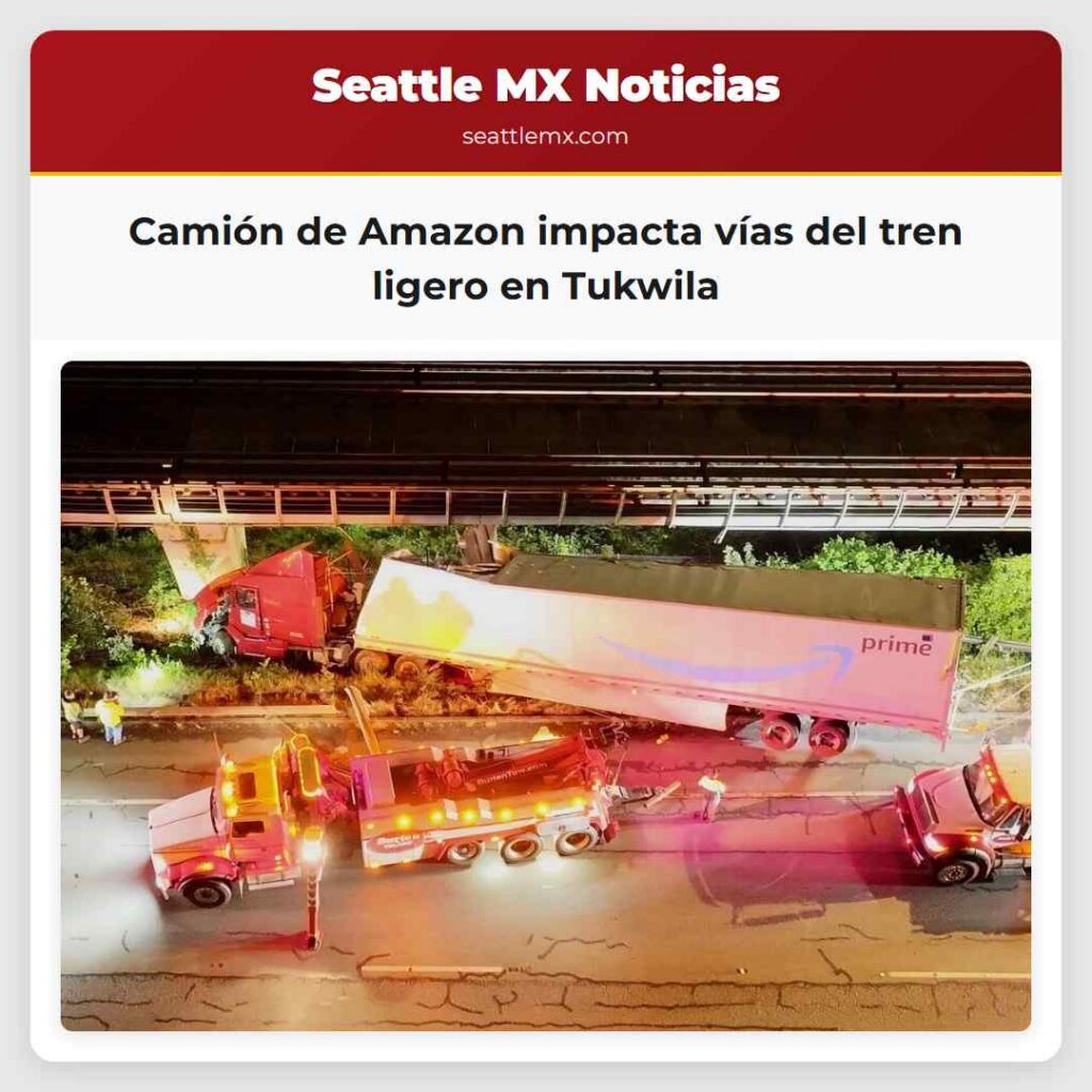Camión de Amazon impacta vías del tren ligero en