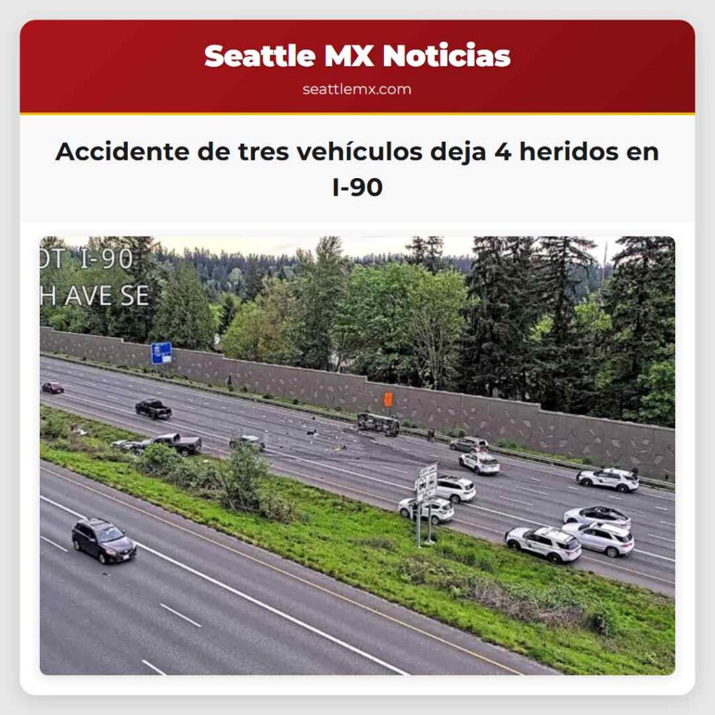 Accidente de tres vehículos deja 4 heridos en I-90