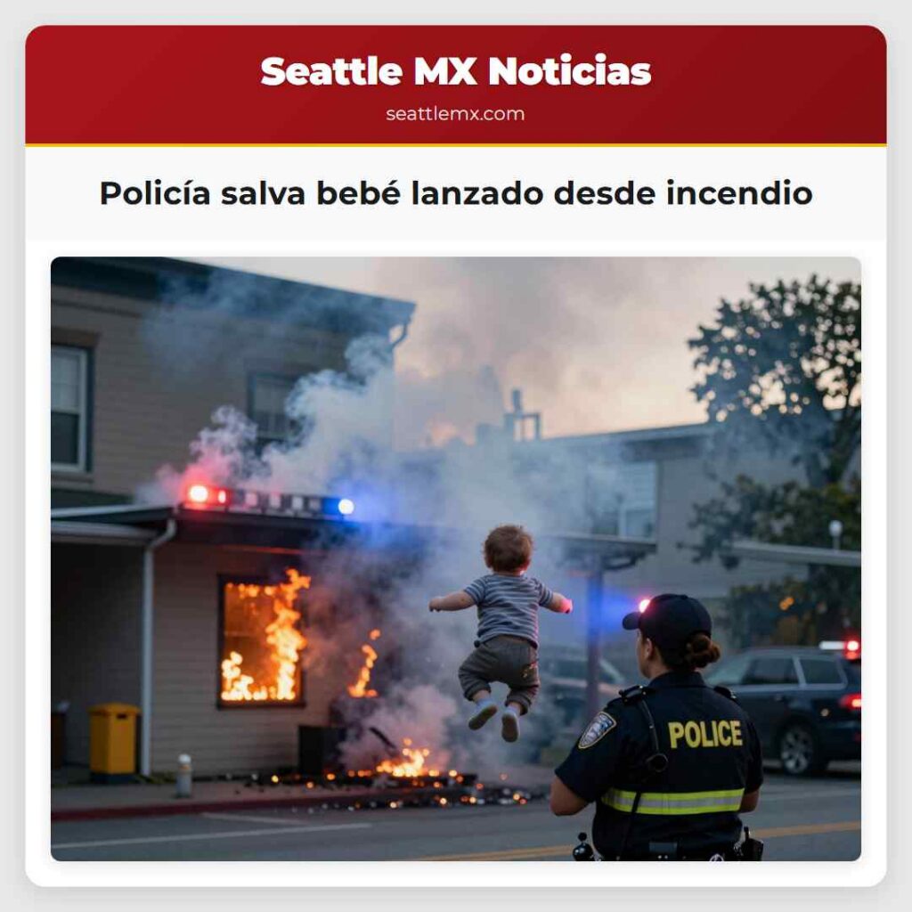 Policía salva bebé lanzado desde incendio