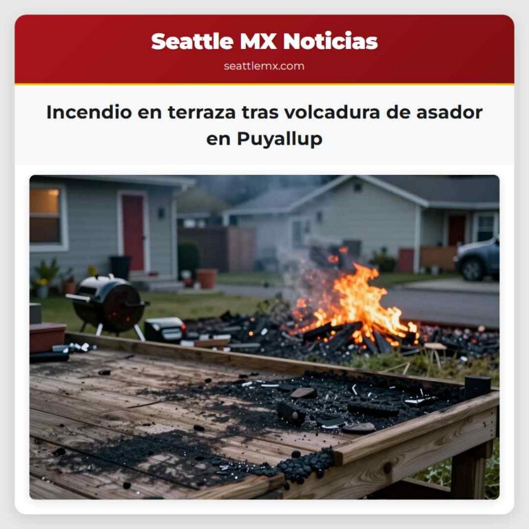 Incendio en terraza tras volcadura de asador en Puyallup