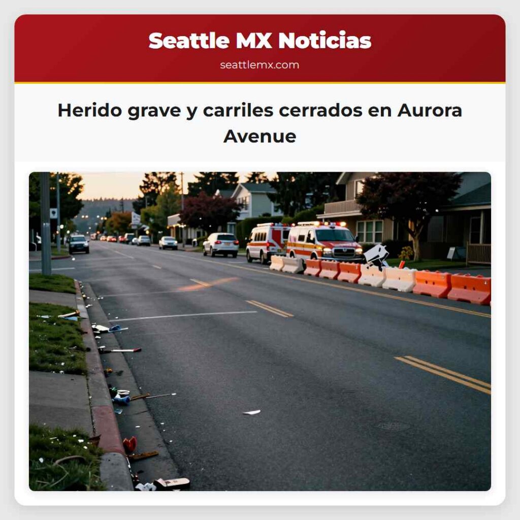 Herido grave y carriles cerrados en Aurora Avenue