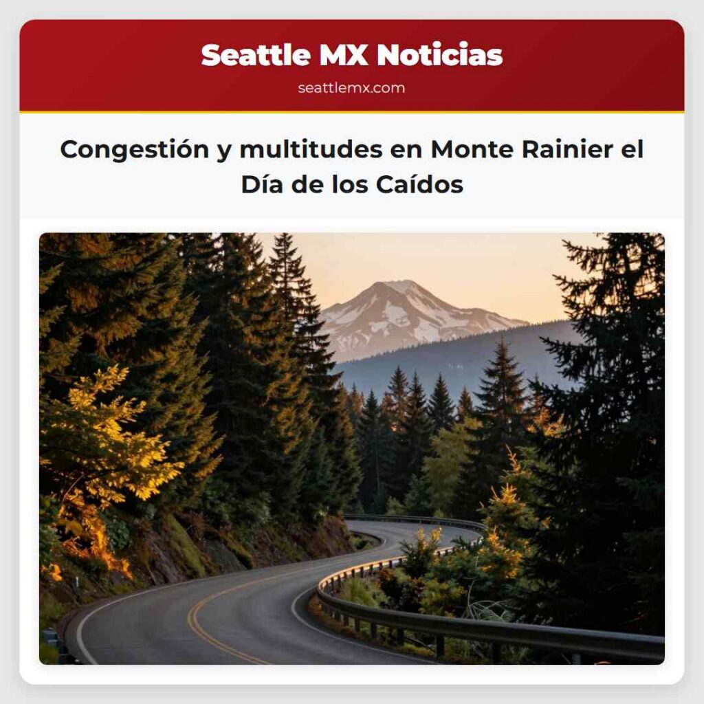 Congestión y multitudes en Monte Rainier el Día