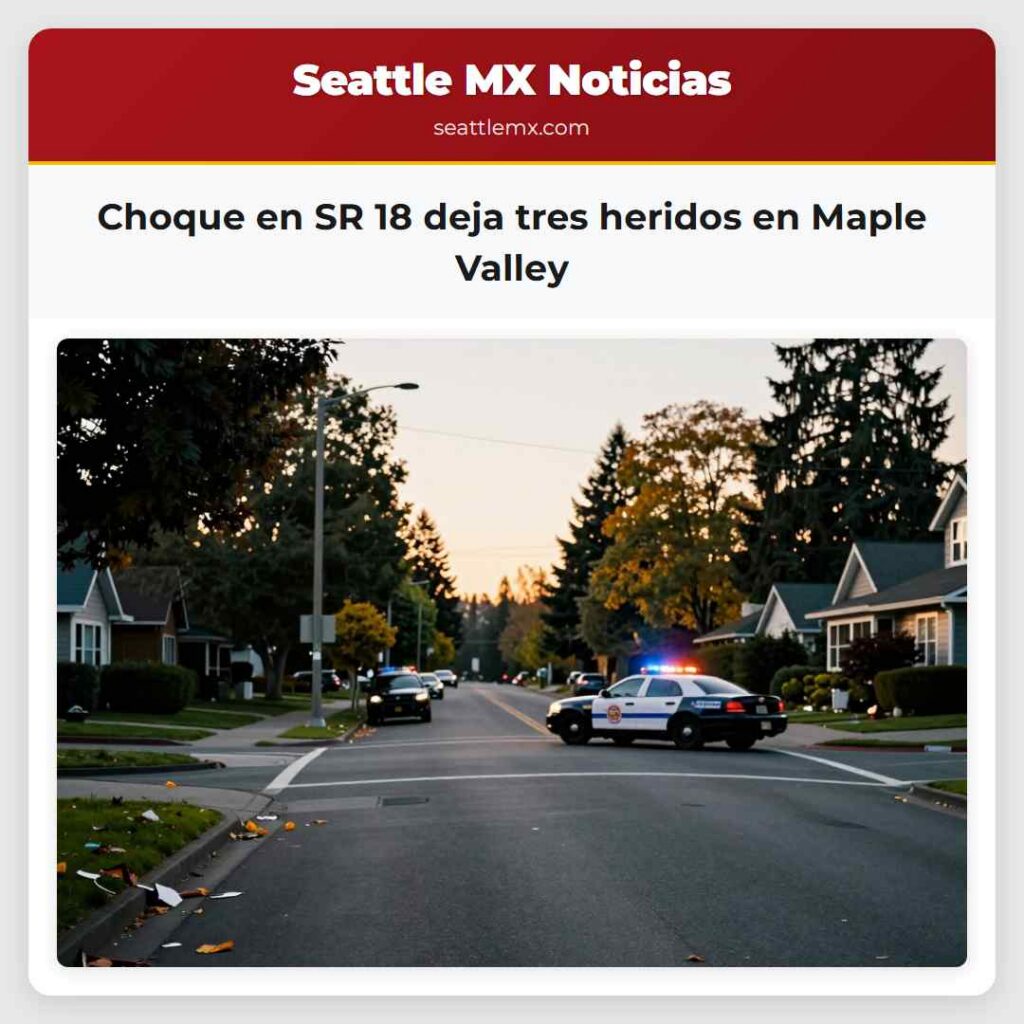 Choque en SR 18 deja tres heridos en Maple Valley