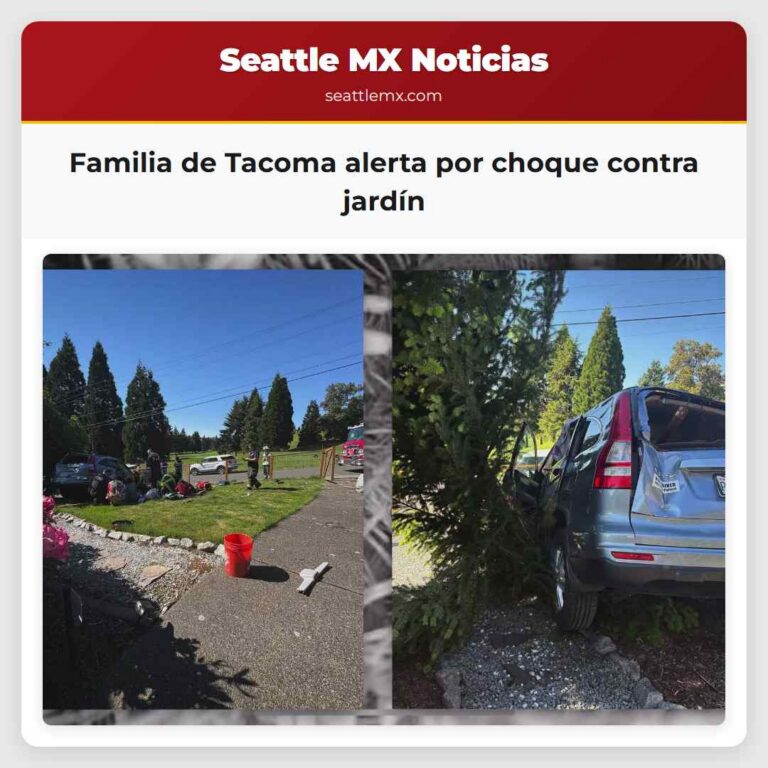 Familia de Tacoma alerta por choque contra jardín