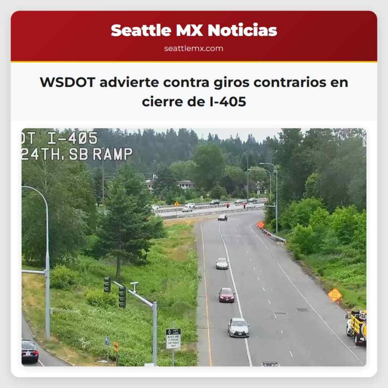 WSDOT advierte contra giros contrarios en cierre de I-405