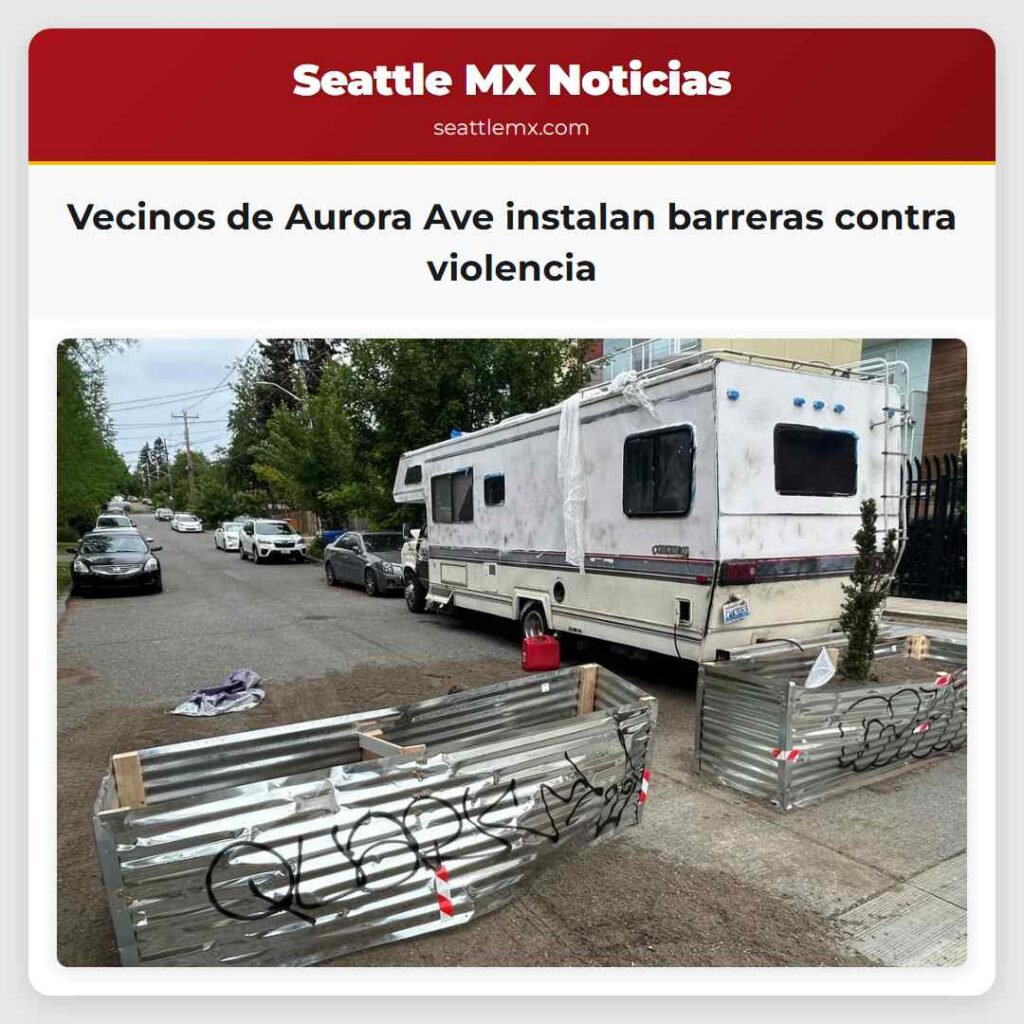 Vecinos de Aurora Ave instalan barreras contra