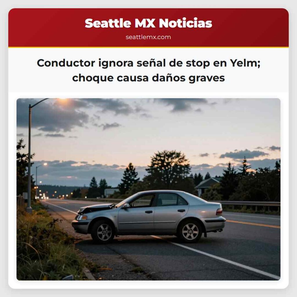 Conductor ignora señal de stop en Yelm; choque