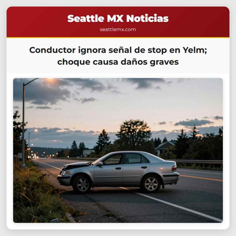 Conductor ignora señal de stop en Yelm choque causa daños graves