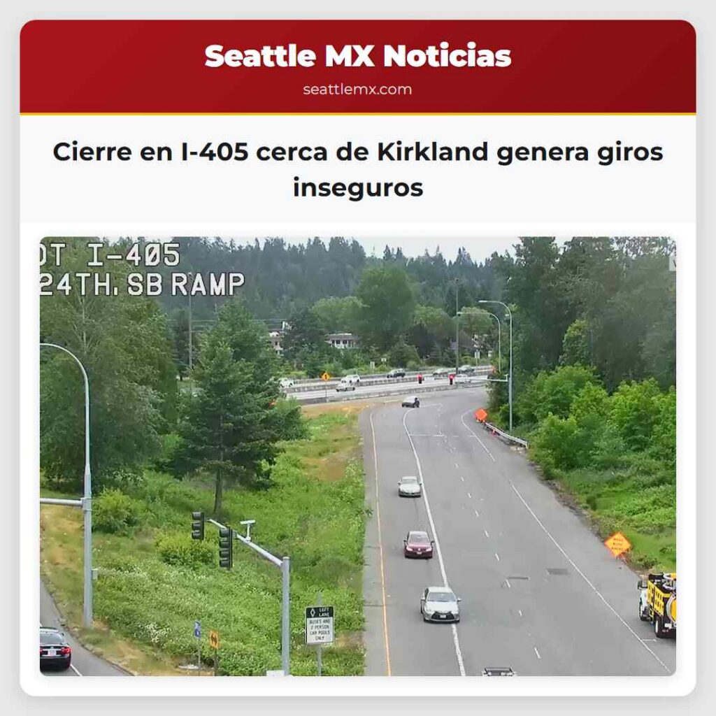 Cierre en I-405 cerca de Kirkland genera giros