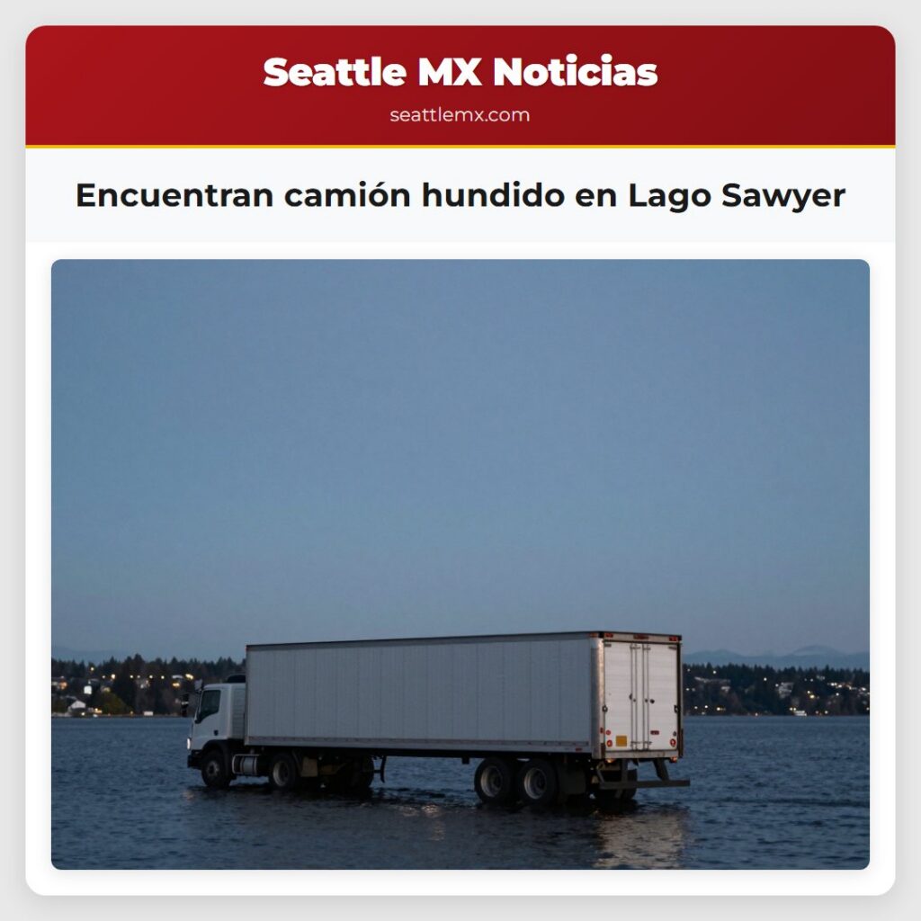 Encuentran camión hundido en Lago Sawyer