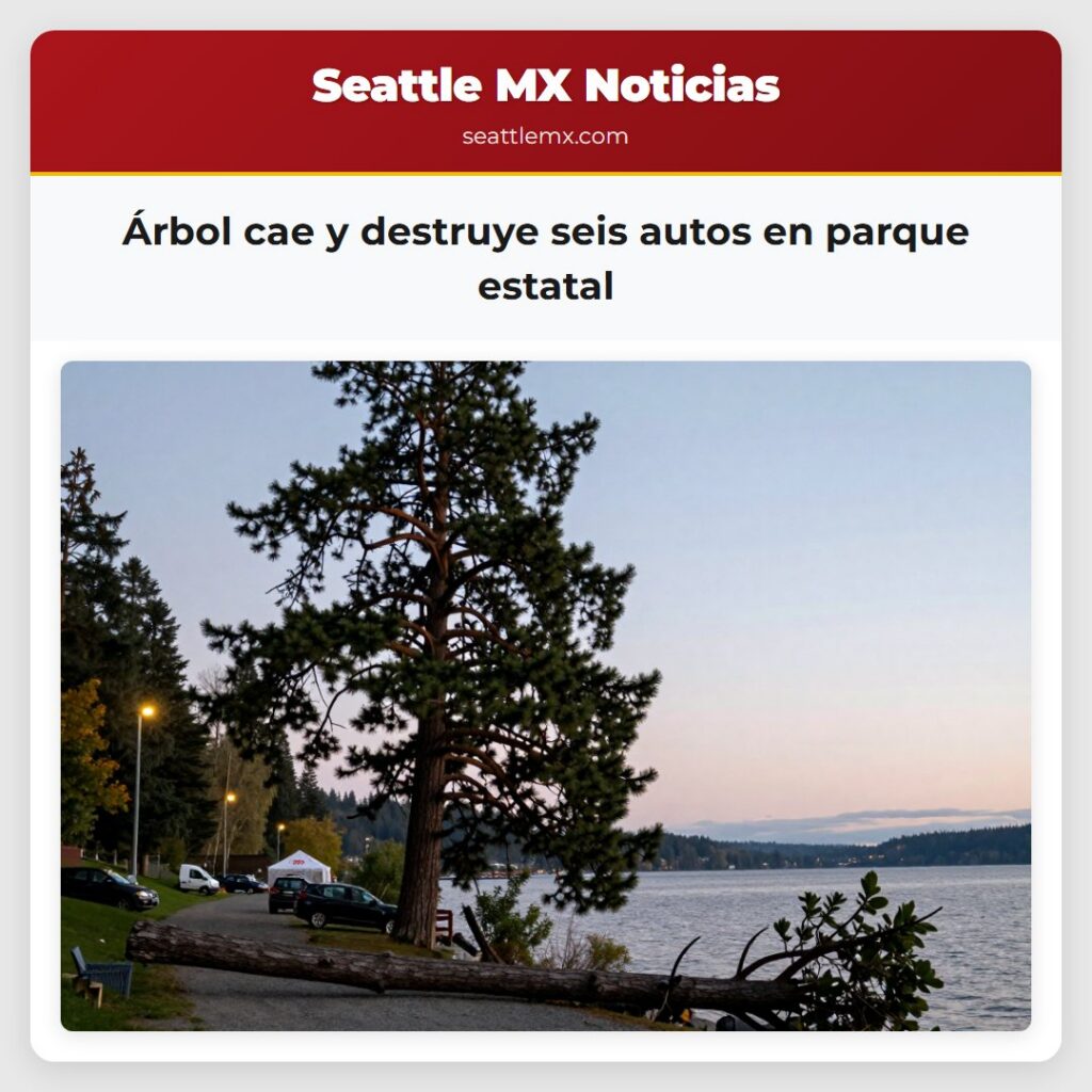 Árbol cae y destruye seis autos en parque estatal