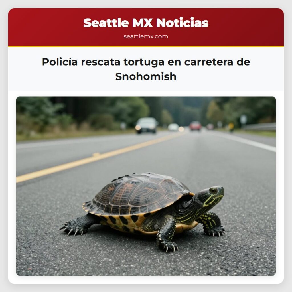 Policía rescata tortuga en carretera de Snohomish