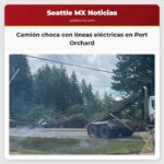 Camión choca con líneas eléctricas en Port Orchard