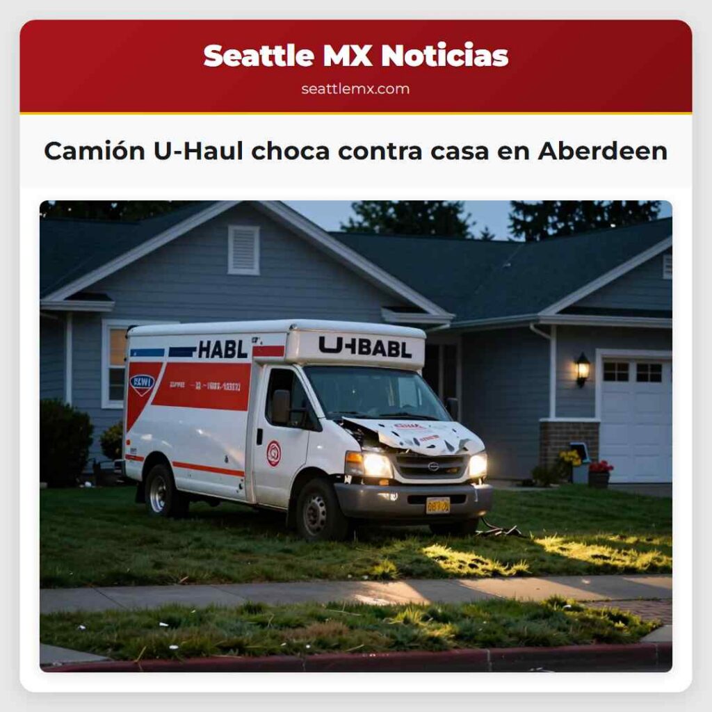 Camión U-Haul choca contra casa en Aberdeen