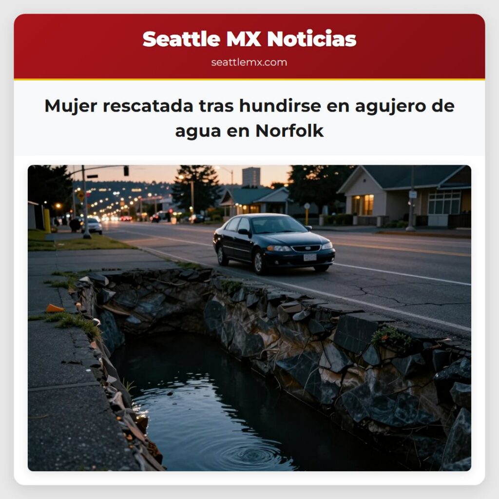 Mujer rescatada tras hundirse en agujero de agua