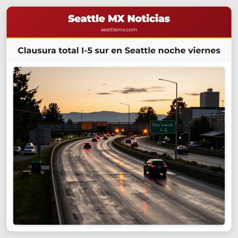 Clausura total I-5 sur en Seattle noche viernes