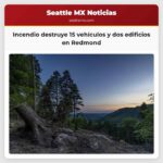 Incendio destruye 15 vehículos y dos edificios en Redmond