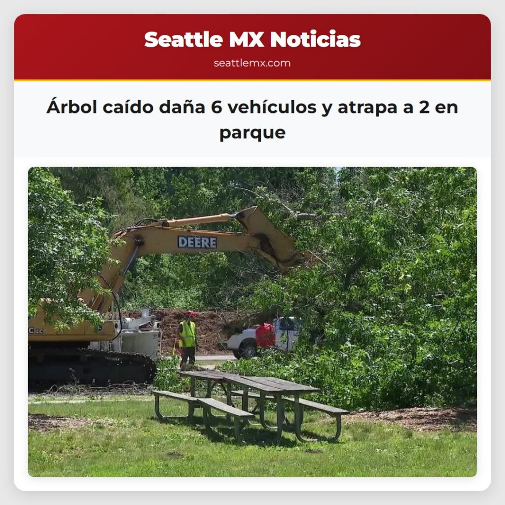 Árbol caído daña 6 vehículos y atrapa a 2 en