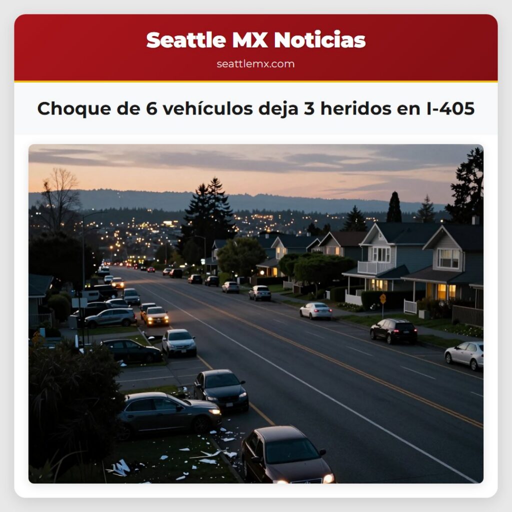 Choque de 6 vehículos deja 3 heridos en I-405