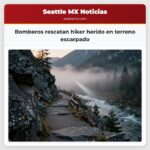 Bomberos rescatan hiker herido en terreno escarpado