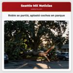 Roble se partió aplastó coches en parque