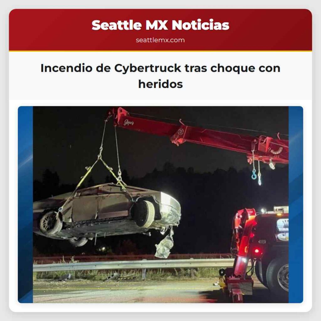 Incendio de Cybertruck tras choque con heridos