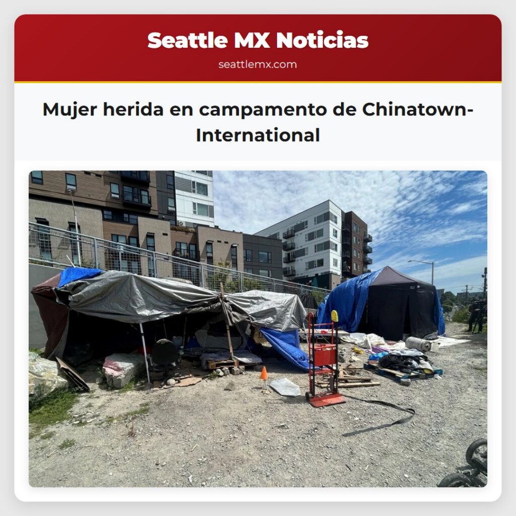 Mujer herida en campamento de