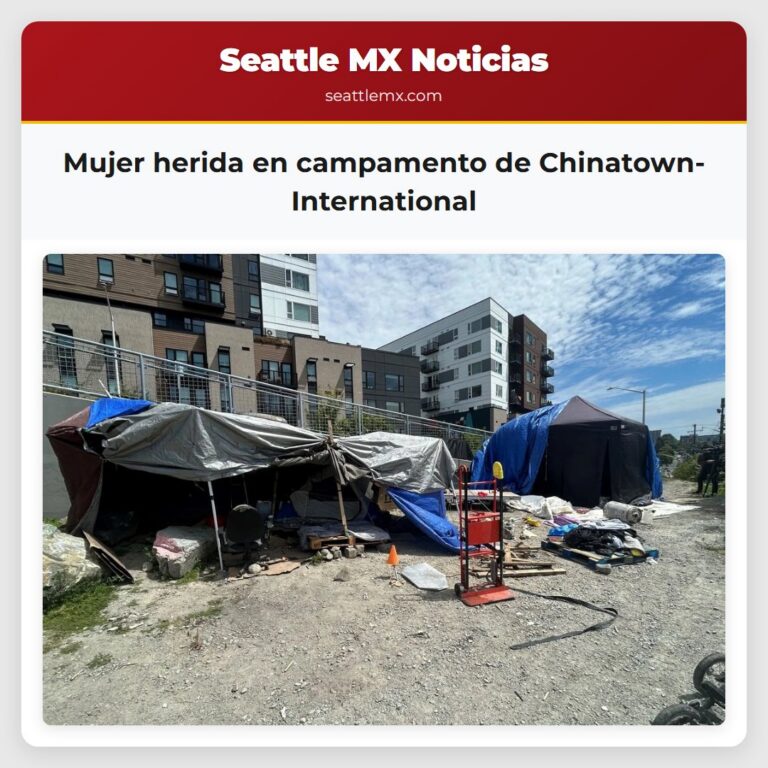 Mujer herida en campamento de Chinatown-International