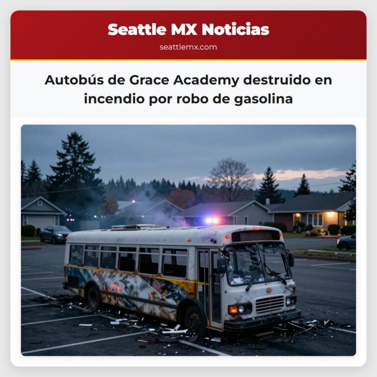 Autobús de Grace Academy destruido en incendio por robo de gasolina