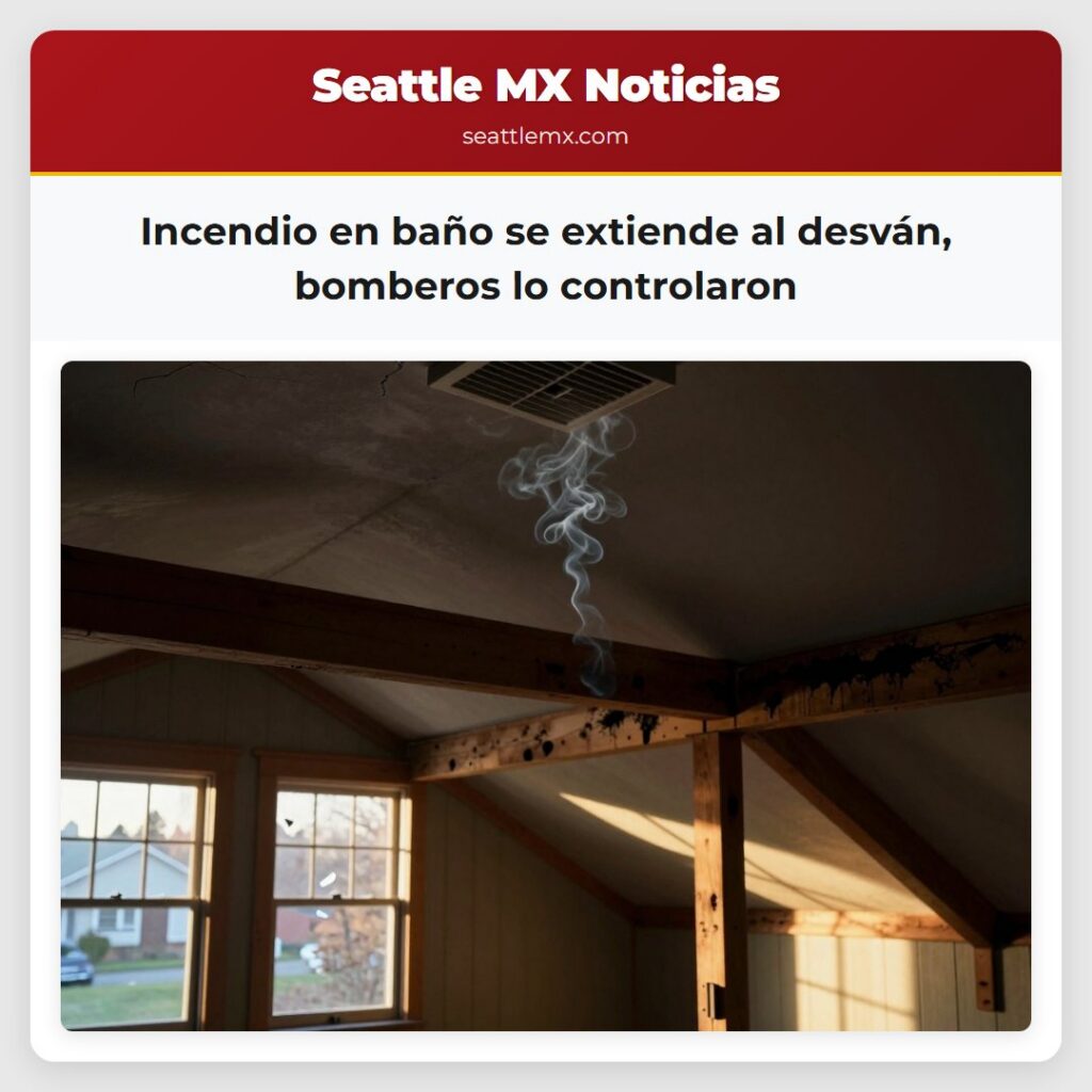 Incendio en baño se extiende al desván, bomberos