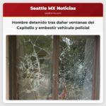 Hombre detenido tras dañar ventanas del Capitolio y embestir vehículo policial