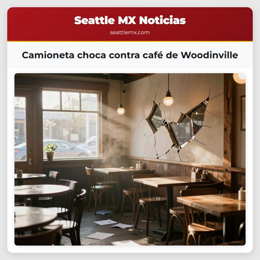 Camioneta choca contra café de Woodinville